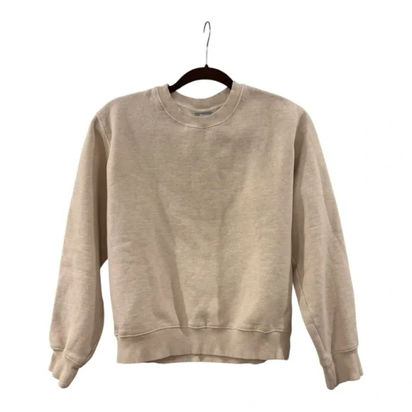 TNA Womens Cozy Fleece Beige Crewneck Sweater Size Small - Picture 2 of 6